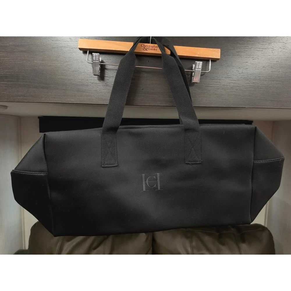 Carolina Herrera Bad Boy New York Duffel Bag Black Logo Gym Travel Weekend Bag